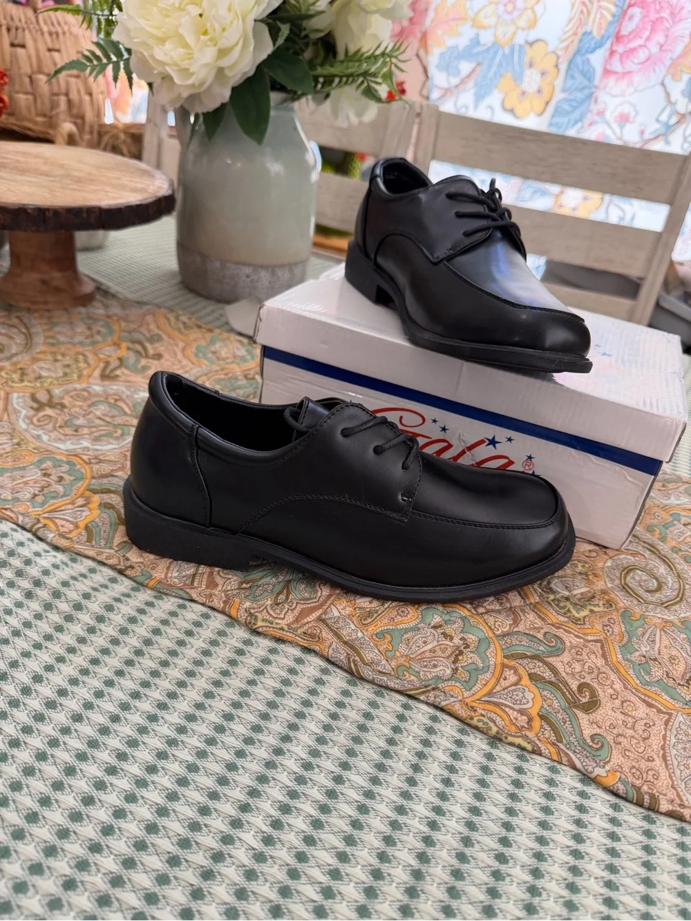 New Boy’s Dress Oxford Lace-Up Formal Shoes Sz 8 NIB Black Gala & Co
